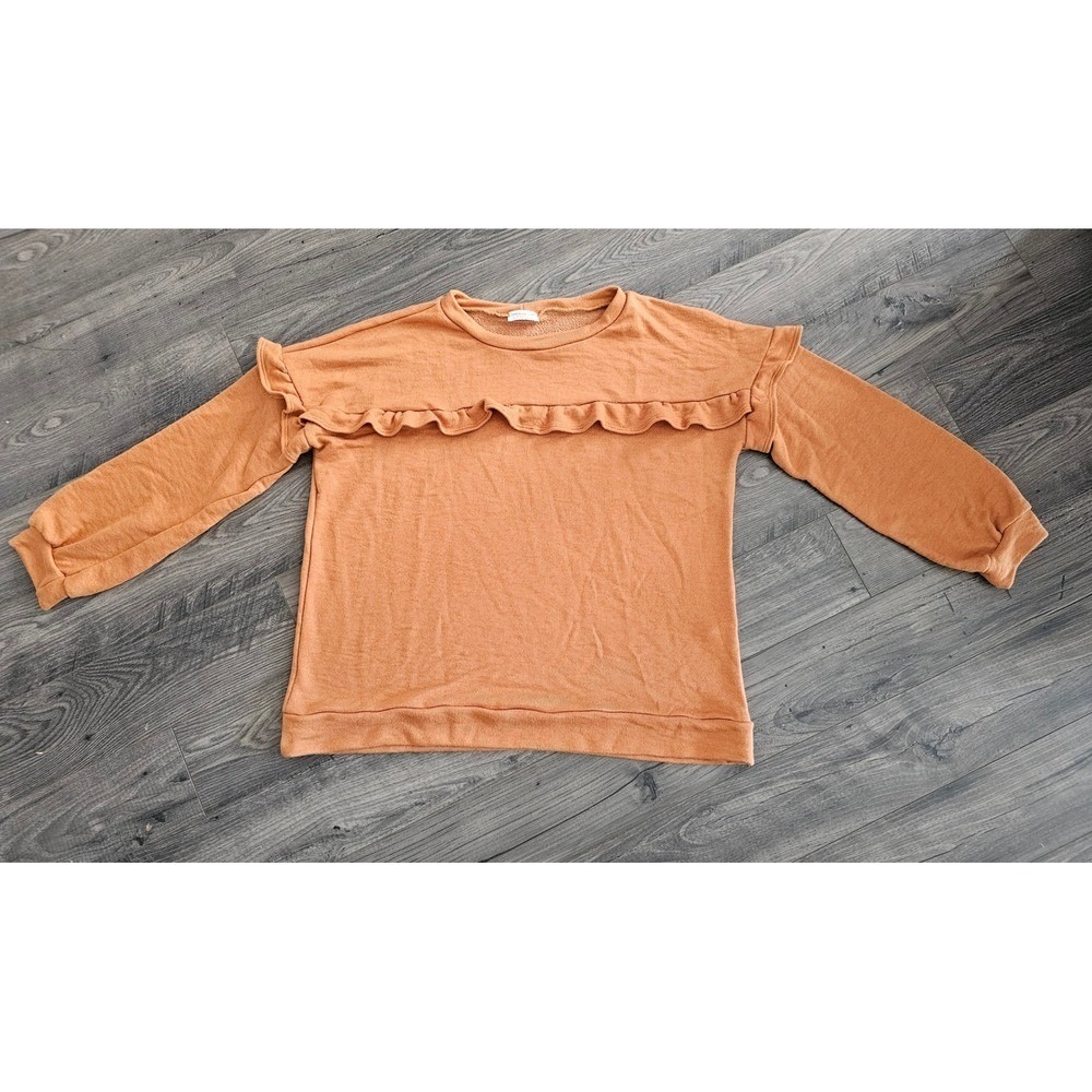 Womens 1X Ruffle Long Sleeve Pullover Sweater Fall Halloween Weekend Cozy Casual